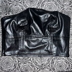 Faux leather black crop top